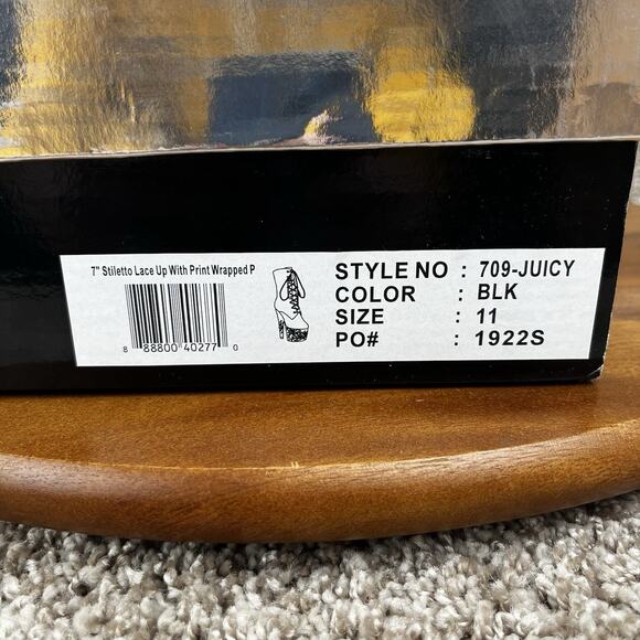 Ellie 7" Stiletto Women's 11 Lace Up Boots Print Wrapped Pf Shoes 709/Juicy - Picture 9 of 10